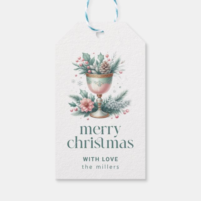 Weihnachts-Thema Extravagant Chalice Geschenkanhänger (Rückseite)