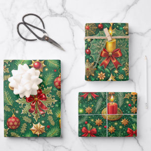 Weihnachts-Thema Festivals farbenfrohe Muster Geschenkpapier Set