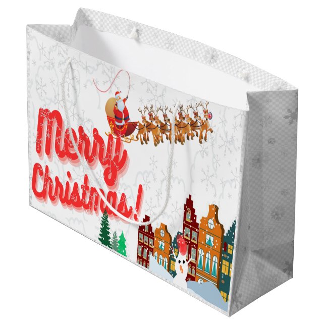 Weihnachts-Thema Geschenktaschen von Kriyas Collec Große Geschenktüte (Rückseite Schrägansicht)