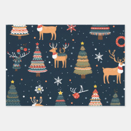 Weihnachts-Thema Muster Geschenkpapier Set