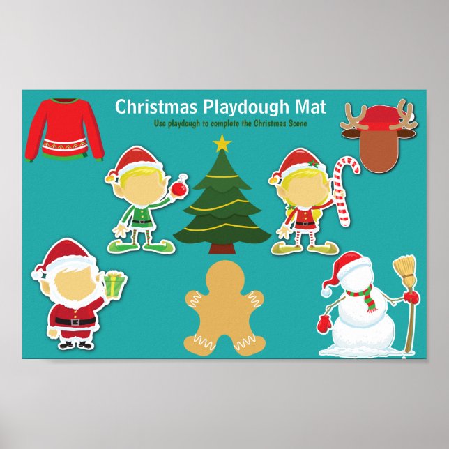 Weihnachts-Thema Playdough Mat Poster (Vorne)