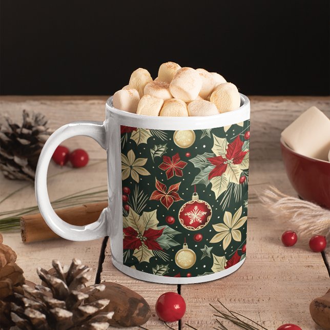 Weihnachts-Thema Poinsettia Muster Kaffeetasse (Von Creator hochgeladen)