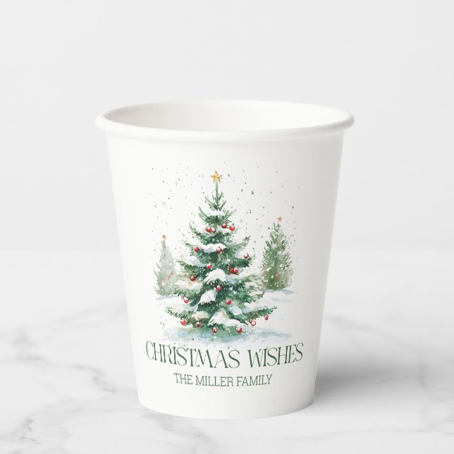 Weihnachts-Thema wünscht Retro-Typografie Pappbecher (Vorderseite)