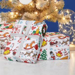 Weihnachts-Themenbild mit dem Weihnachtsmann und s Geschenkpapier