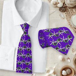 Weihnachts-Tie mit lila Seestern-Muster Krawatte