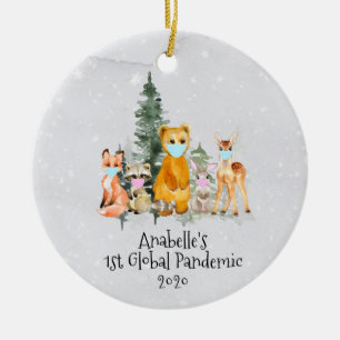 Weihnachts-Tier 1. Weihnachten Pandemie 2020 Keramik Ornament