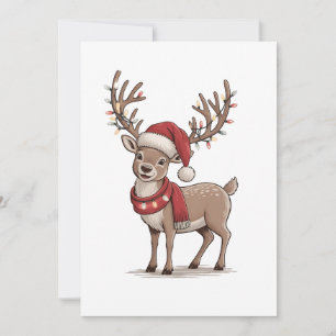 Weihnachts-Tier Hirsch Santa Hut Xmas Einladung