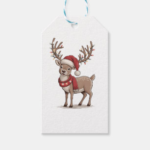Weihnachts-Tier Hirsch Santa Hut Xmas Geschenkanhänger