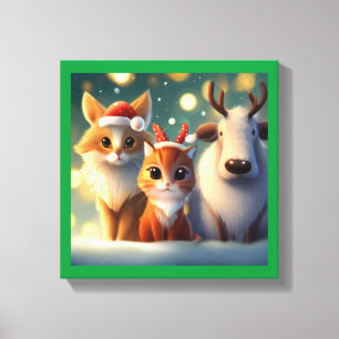 Weihnachts-Tiere 5 Leinwanddruck