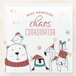 Weihnachts-Tiere Chaos-Koordinator Personalisiert Glasuntersetzer