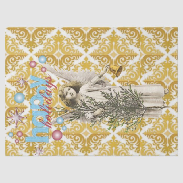Weihnachts-Tissue Happy Holidays Angel Seidenpapier (Vorderseite)