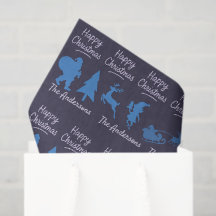 Weihnachts-Tissue-Papier - Blaues Silhouettendesig