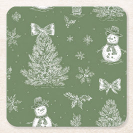 Weihnachts-Toile-Coaster Rechteckiger Pappuntersetzer
