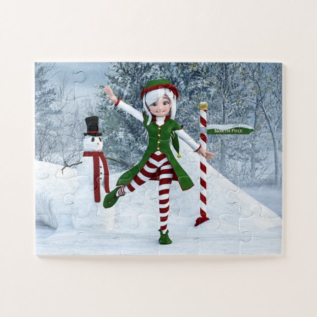 Weihnachts-Toon-Girl im Winterwald (Horizontal)