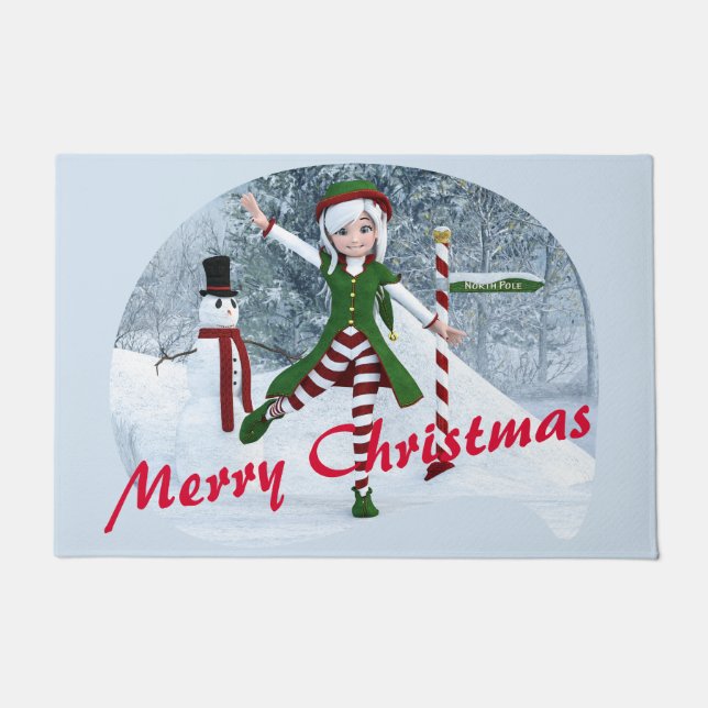 Weihnachts-Toon-Girl im Winterwald Fußmatte (Vorderseite)