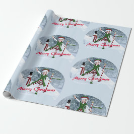 Weihnachts-Toon-Girl im Winterwald Geschenkpapier