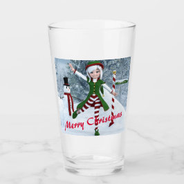 Weihnachts-Toon-Girl im Winterwald Glas