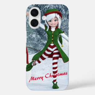 Weihnachts-Toon-Girl im Winterwald iPhone 16 Hülle