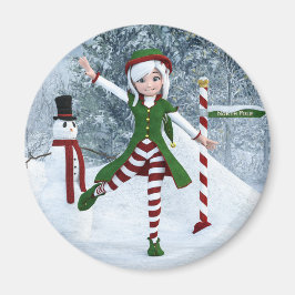 Weihnachts-Toon-Girl im Winterwald Magnet