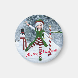 Weihnachts-Toon-Girl im Winterwald Magnet