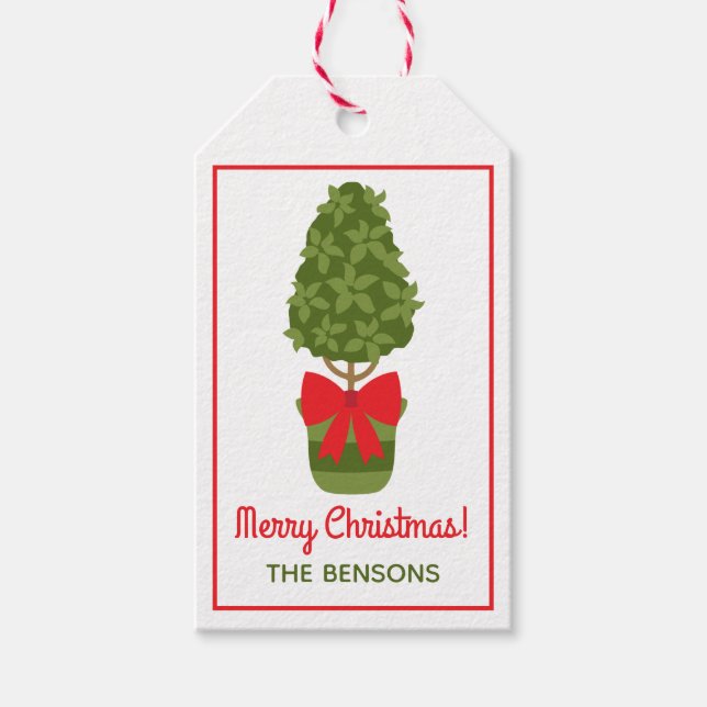 Weihnachts-Topiary-Personalisierte Geschenketags Geschenkanhänger (Vorderseite)