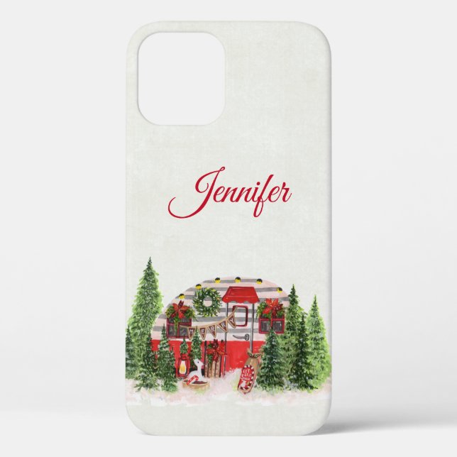 Weihnachts-Trailer-Campingplatz Outdoorsy-Thema Case-Mate iPhone Hülle (Rückseite)