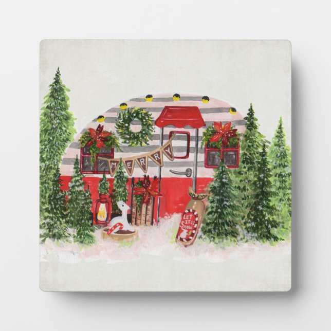 Weihnachts-Trailer-Campingplatz Outdoorsy-Thema Fotoplatte (Vorderseite)