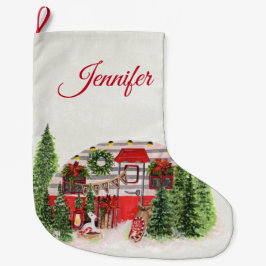 Weihnachts-Trailer-Campingplatz Outdoorsy-Thema Großer Weihnachtsstrumpf
