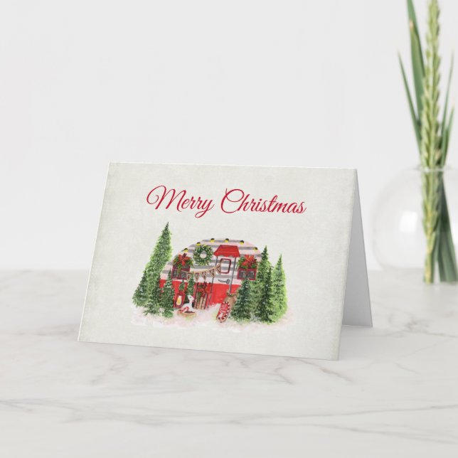 Weihnachts-Trailer-Campingplatz Outdoorsy-Thema Karte (Vorderseite)