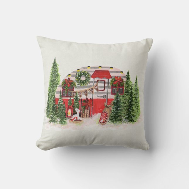Weihnachts-Trailer-Campingplatz Outdoorsy-Thema Kissen (Vorderseite)