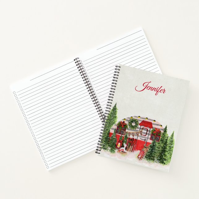 Weihnachts-Trailer-Campingplatz Outdoorsy-Thema Notizbuch (Innenseite)