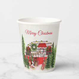 Weihnachts-Trailer-Campingplatz Outdoorsy-Thema Pappbecher