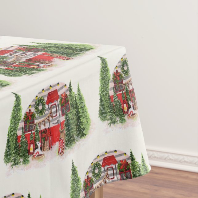 Weihnachts-Trailer-Campingplatz Outdoorsy-Thema Tischdecke (Beispiel)