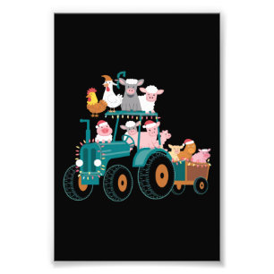 Weihnachts-Traktor-Farm Lustiger Urlaub  Fotodruck