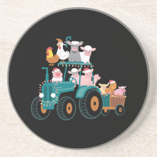 Weihnachts-Traktor-Farm Lustiger Urlaub Getränkeuntersetzer