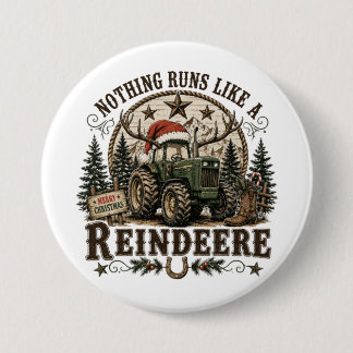 Weihnachts-Traktor-Rentiere Button