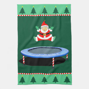 Weihnachts-Trampolin Frau Claus Geschirrtuch