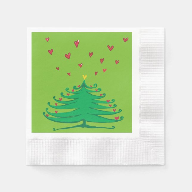 Weihnachts-Tree-Herz-Cocktail Papier Napkins Serviette (Vorderseite)