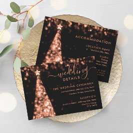 Weihnachts-Tree-Rose Gold Wedding Details Card Einladung