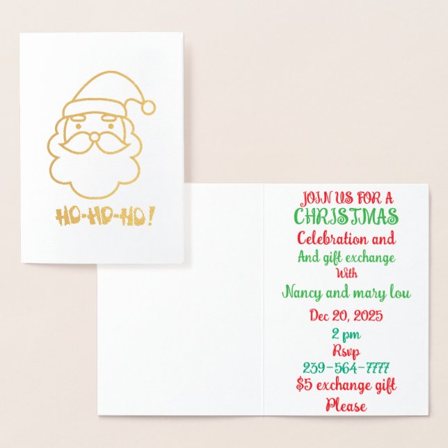 Weihnachts-Treffen und Geschenkwechsel Folienkarte (Anzeige)