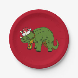 Weihnachts Triceratops Dinosaur Papierplatte Pappteller