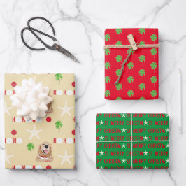 Weihnachts Tropischer Hund Umschlag Papier Set 3