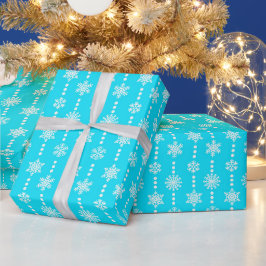 Weihnachts-Türkis- und Weißschneeflocken-Muster Geschenkpapier