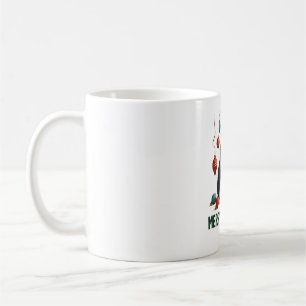 Weihnachts-Tuxedo-Katze mit festlichen Dekoratione Kaffeetasse