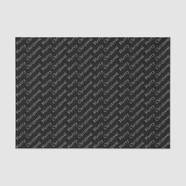 Weihnachts-Typografie White über schwarzes Gewebe Seidenpapier (Vorderseite)