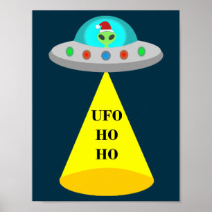 Weihnachts-UFO Ho Ho Alien fliegende Untertasse Poster