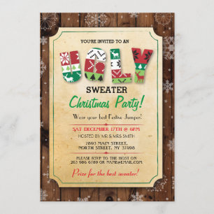 Weihnachts Ugly Sweater Jumper Party Dinner einlad Einladung