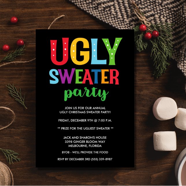 Weihnachts Ugly Sweater Office Adult Party Einladung (Christmas Ugly Sweater Office Adult Party Invitation)