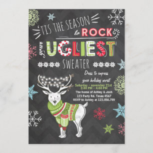Weihnachts Ugly Sweater Party Chalkboard rot Einladung