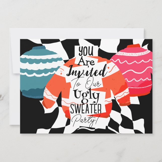 Weihnachts Ugly Sweater Party Einladung (Vorderseite)